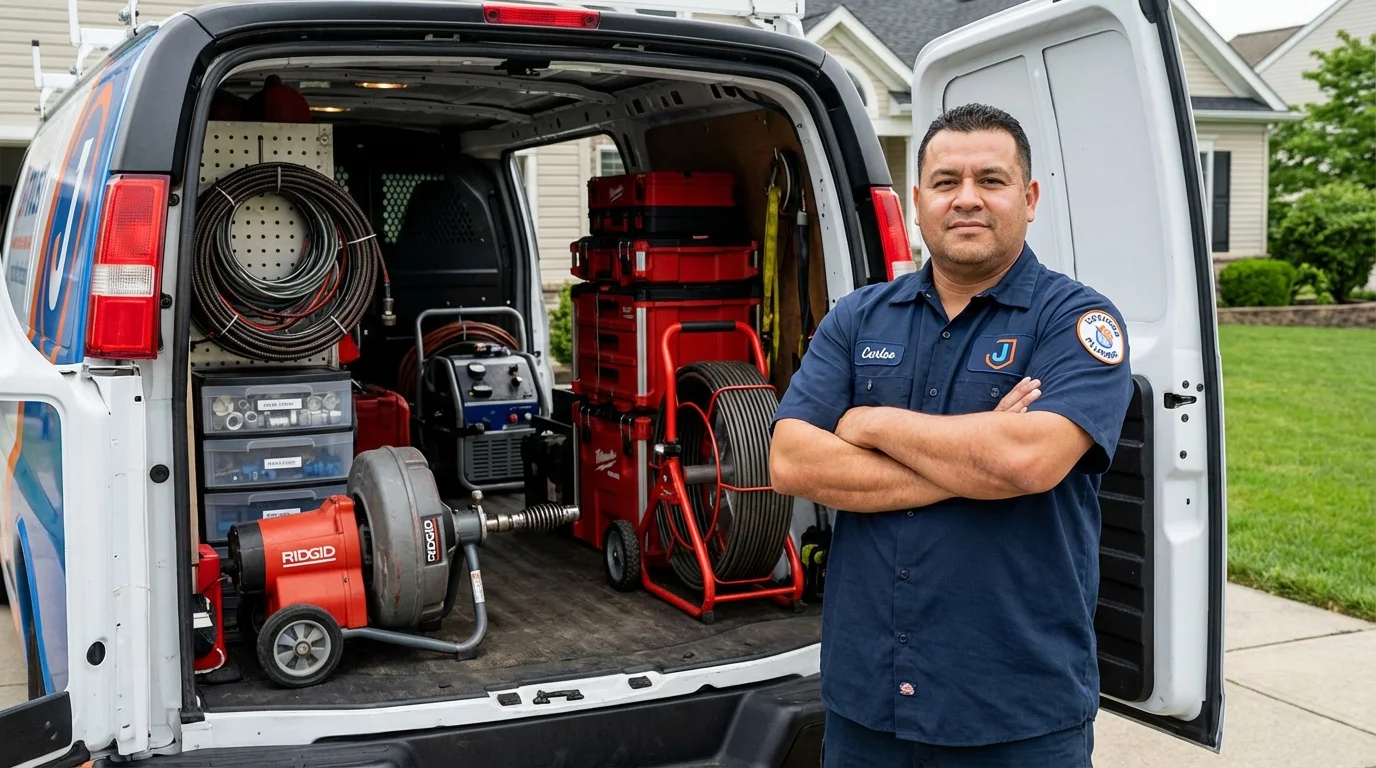 Professional drain cleaning equipment and Johns Plumbing LLC plumber in Wausau